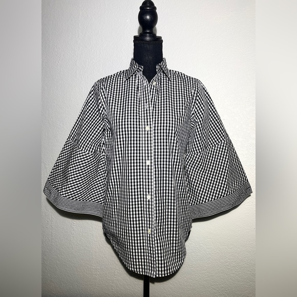 Lauren Ralph Lauren Gingham Bell Sleeve Top - Picture 3 of 7